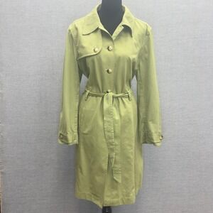 Sigrid Olsen Womens Green Belted Trench Coat Size M